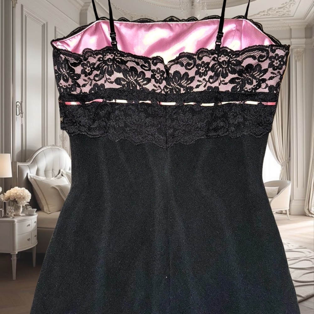 *SOLD* Vintage Party Milkmaid Babydoll Ribbon Lace Express Silk Midi Slip Dress - Picture 4 of 6